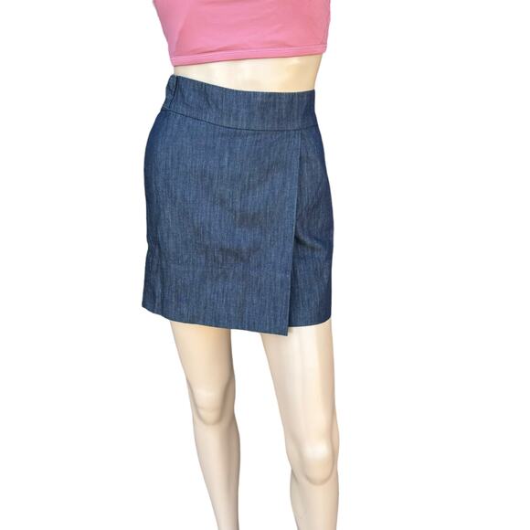 New Citizens of Humanity Cove Wash Faux Wrap Loop Belt Chambray Mini Skirt S - Picture 1 of 9